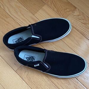 Vans Men's Black Canvas Slip-Ons